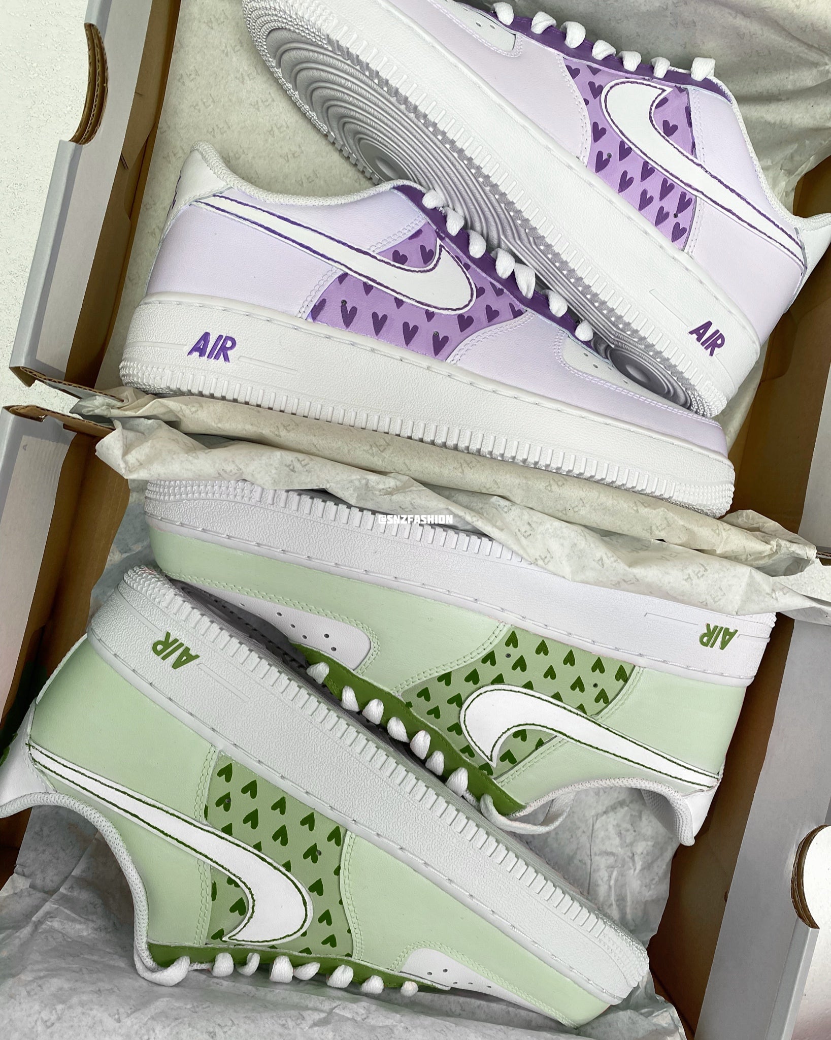 PASTEL HEARTS NIKE AIR FORCE 1 S more colours SNZ FASHION