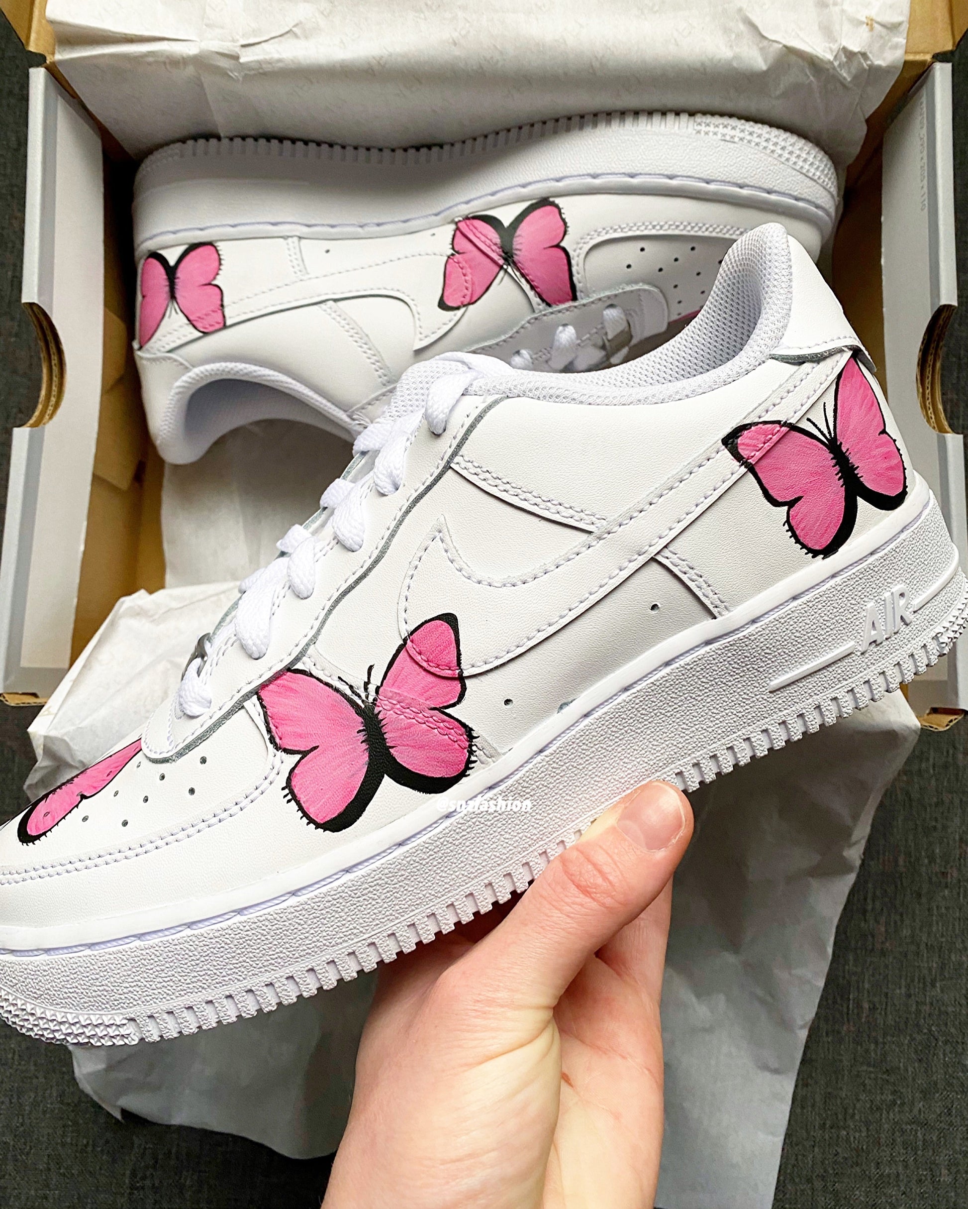 Custom Nike Air Force 1 Pink ButterFLY - Custom Nike Shoes
